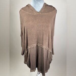 POL sleeveless boho hooded top